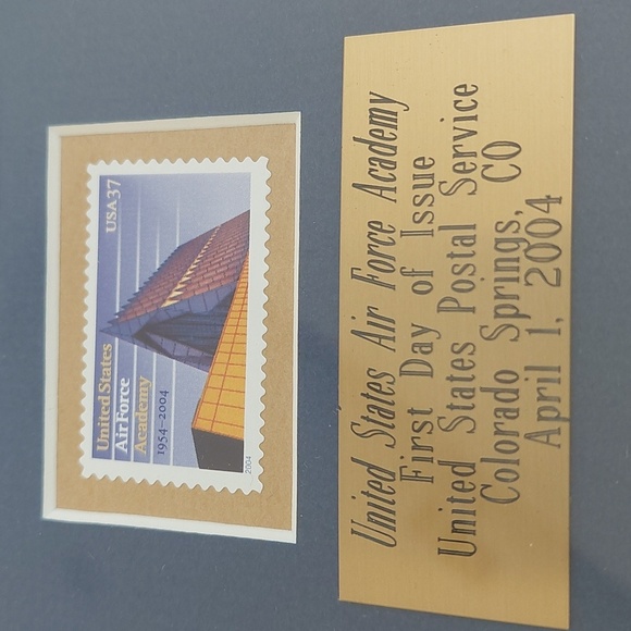 US AIR FORCE ACADEMY 1st day of issue framed POSTAGE STAMP and LAPEL PIN - Picture 2 of 11